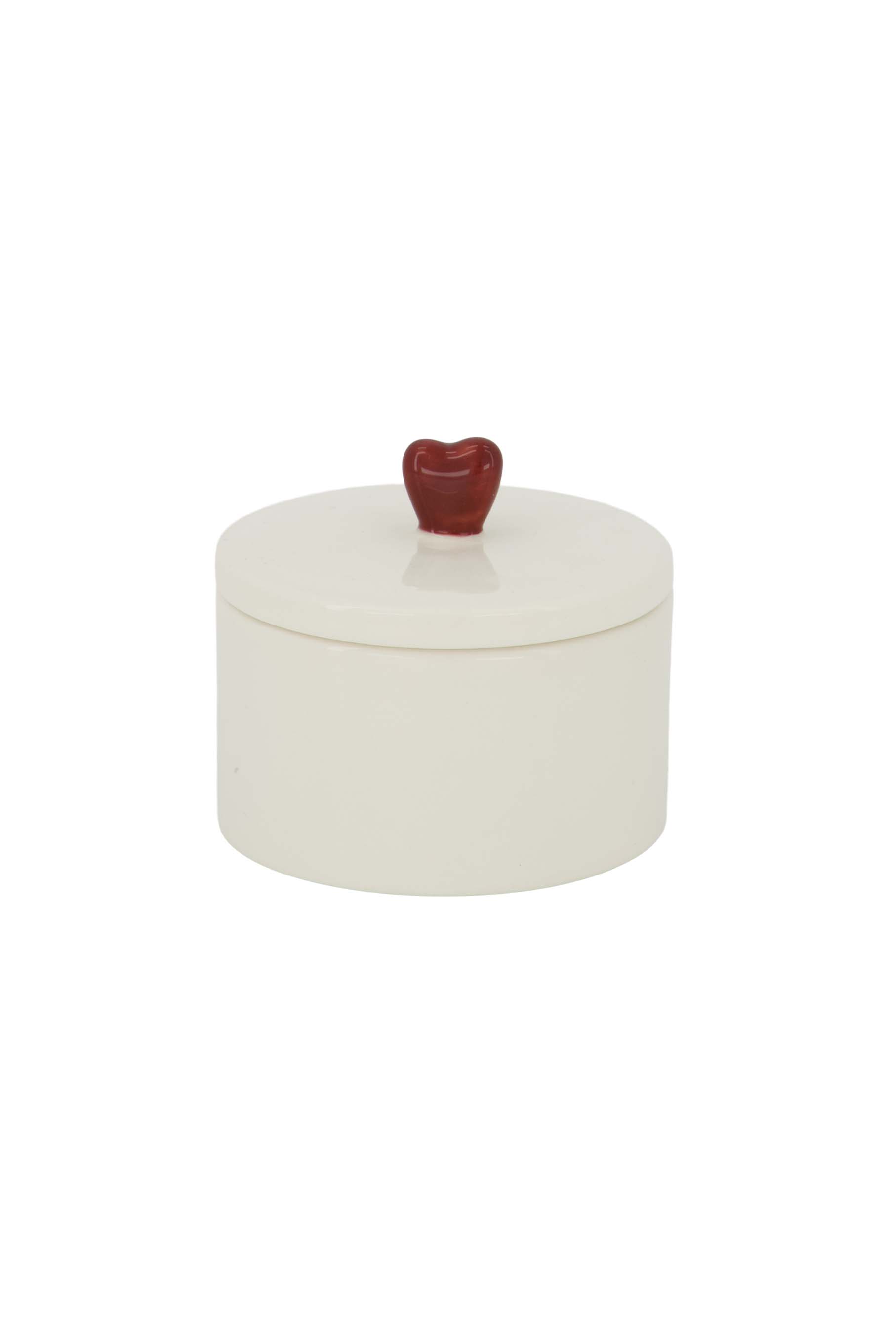 Bewaarpot keramiek hartje - wit/rood  | Zusss - Wordt verwacht!