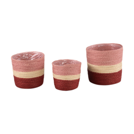 720650 | Tyro paper rope pots set/3 - multi pink | PTMD 