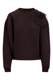 Sweater met bloem - dark choco | Zusss - Binnenkort verwacht!