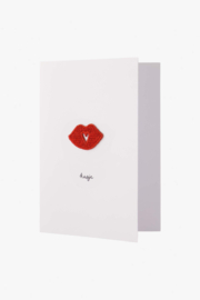 Wenskaart kusje strijkembleem - wit/rood | Zusss 