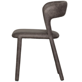 801419-G | Noble eetkamerstoel lederlook - Antraciet | WOOOD