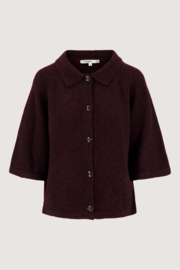 Vestje met 3/4 mouw en kraagje - Burgundy | Zusss 