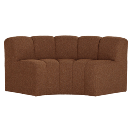 377902- RM | Mojo eetbank half ronde hoek met rugleuning - boucle roestbruin | WOOOD