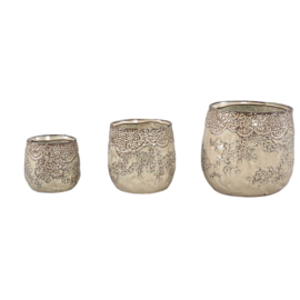 728838 | Lilly-Eva pot flower pattern M - beige | PTMD