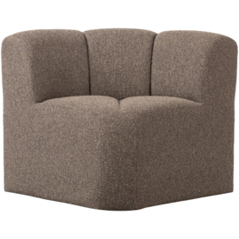 377533-BM | Mojo eetbank hoek met rugleuning - bouclé bruin melange | WOOOD