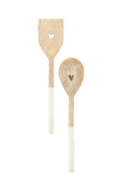 Lepel hout hart - naturel/wit | Zusss 