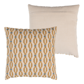 377779-B | Lira kussens (set van 4) - blauw/oranje | WOOOD