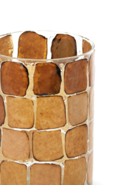 7782783 | Theelicht Ø14x20 cm DRONERO - transparant/bruin | Light & Living 