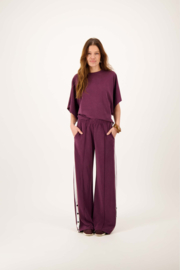 Wijde jogger met bies - burgundy | Zusss 