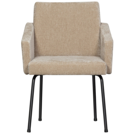801139-SA | Mount eetkamerstoel met armleuning - 3D Chenille zand | WOOOD