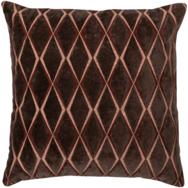 377563-BN | Aziz kussens (set van 3) - velvet bruin/naturel | WOOOD