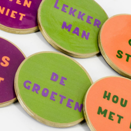 OZ3310 | Set van 6 onderzetters met rekje - lekker man | HomeBound by KY