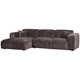 375072-W | Cloud chaise longue links - geweven chenille warm bruin | WOOOD