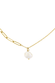 Ketting met parel - off white/goud | Zusss