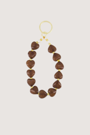 Sleutelhanger met hartjes en parels - Hazelnut | Zusss 