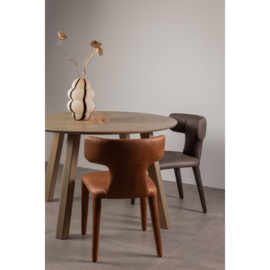 801420- B | Permit eetkamerstoel lederlook - cognac | WOOOD