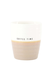 Koffiemok coffee time - wit/donker zand | Zusss