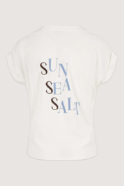  T-shirt met opgerolde mouw sun, sea, salt - wit | Zusss 