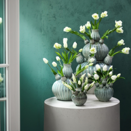 725181 | Nolou tulip vase ribbed XS - turquoise | PTMD