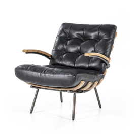 97621 | Fauteuil Bastiaan - zwart java leder | Eleonora