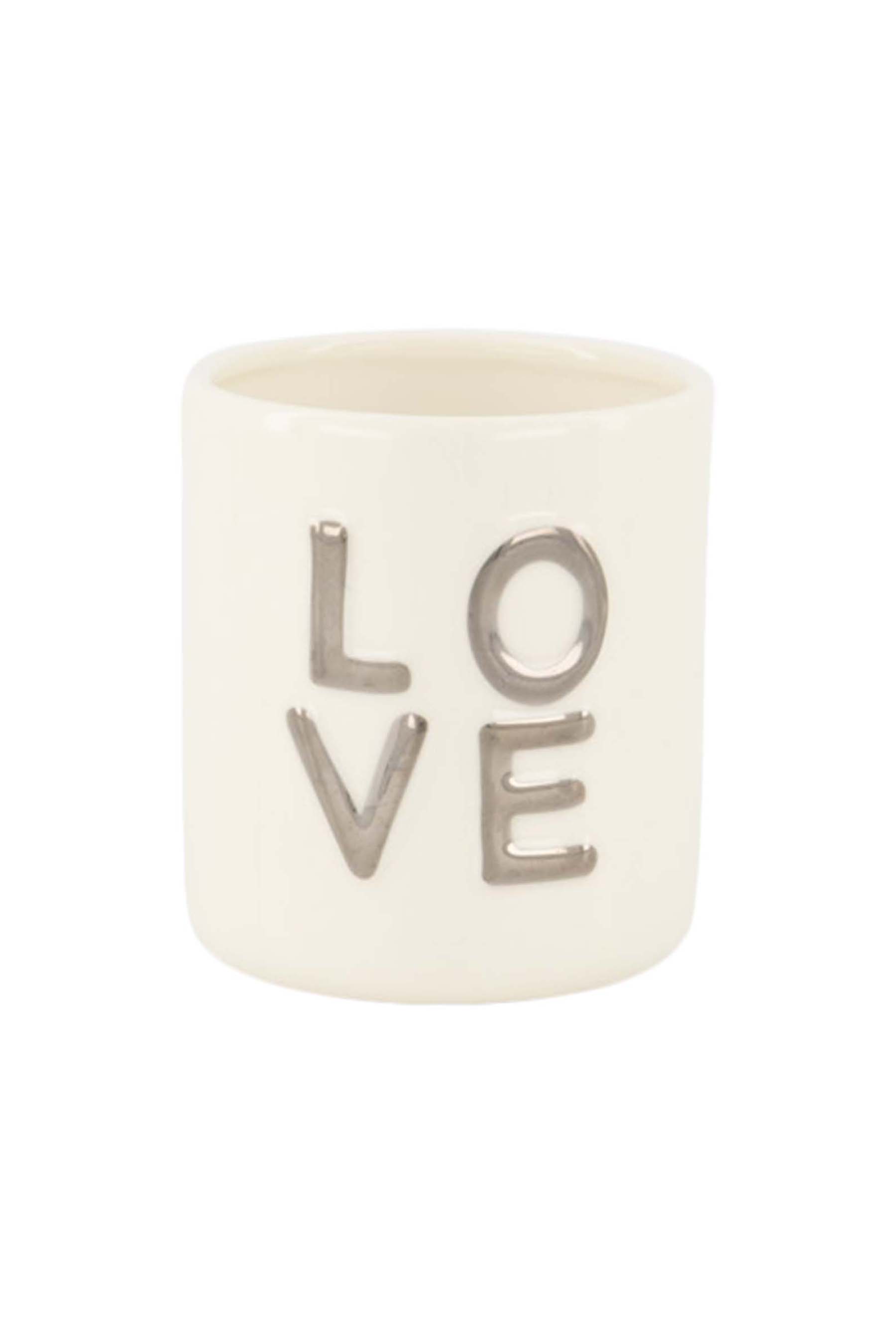 Geurkaars keramiek LOVE - wit/zilver | Zusss - Wordt verwacht!