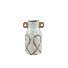 724959 | Freiah vase with motive S - cream/brown | PTMD