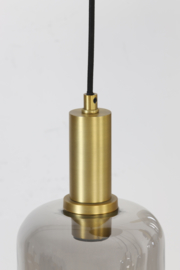 2949084 | Hanglamp 5L Ø66x80 cm LEKAR antiek brons+smoke glas | Light & Living