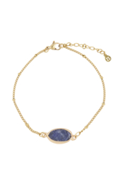 Armband met blauwe glassteen - donkerblauw/goud | Zusss