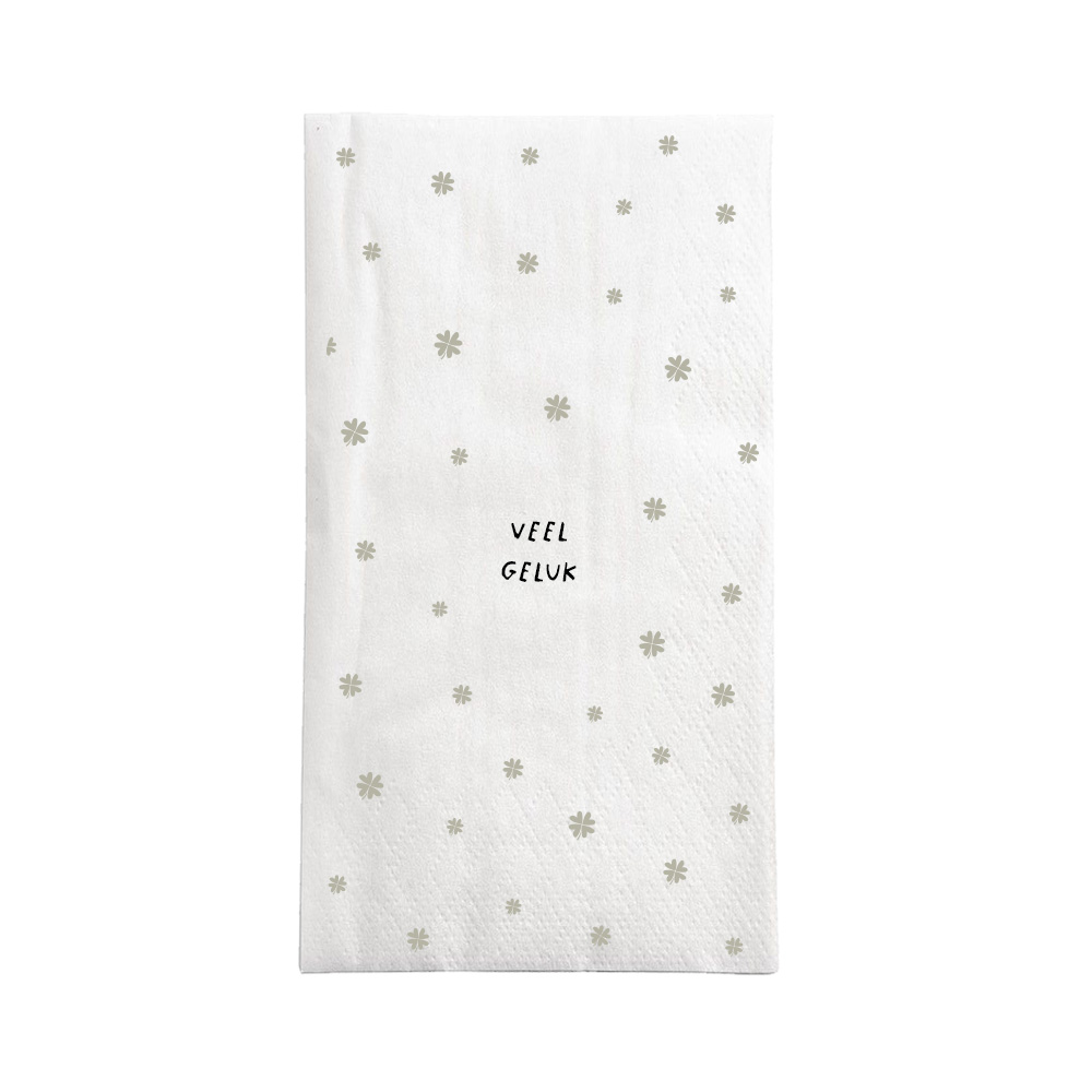 Servetten veel geluk 11x20cm - wit/groen | Zusss