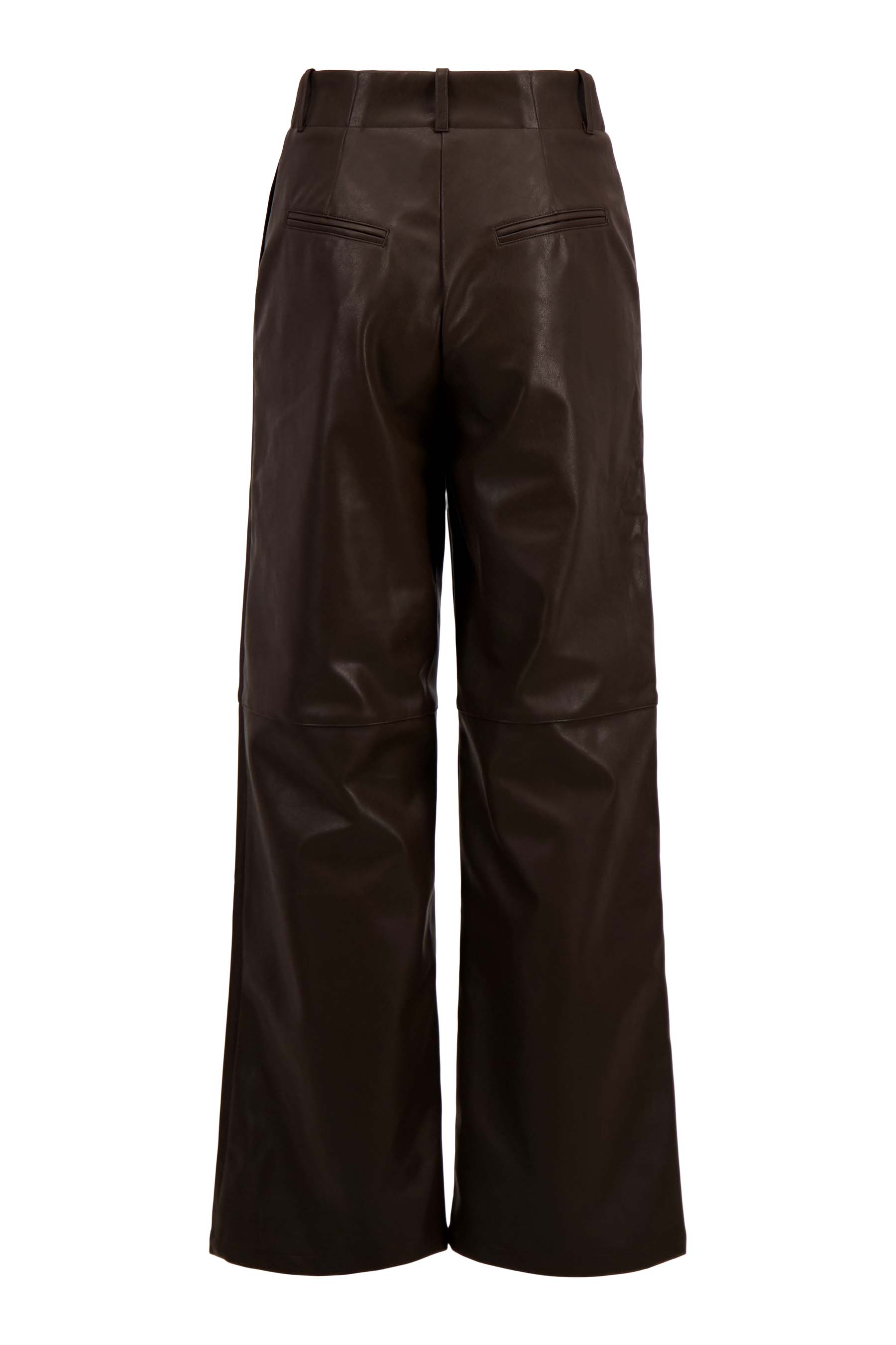 PU wijde broek - chocoladebruin | Zusss