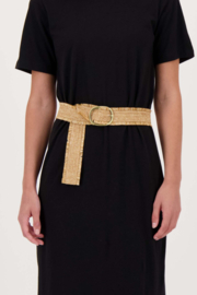 Rafia riem met patroon - Off white/zwart | Zusss 