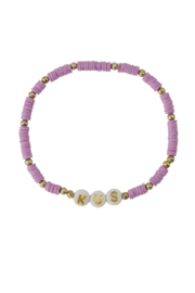 Kralen armband met tekst kus - lila | Zusss
