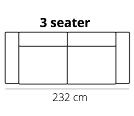 3 zits bank 232cm Stratos - Sterling - Silver - Sullivan | Het Anker