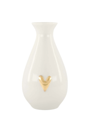 Vaasje keramiek hartje - wit/goud | Zusss
