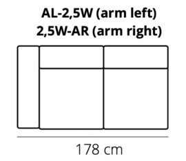 2,5-zits met 1 arm - Vegas 178x97 cm | Het Anker