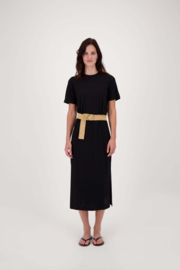 Rafia riem met patroon - Off white/zwart | Zusss 