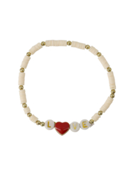 Kralen armband met tekst love  - off white | Zusss