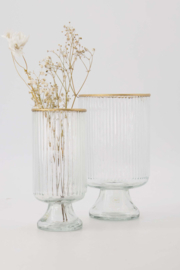 Tafelvaas M op voet glas ribbel - transparant | Zusss 