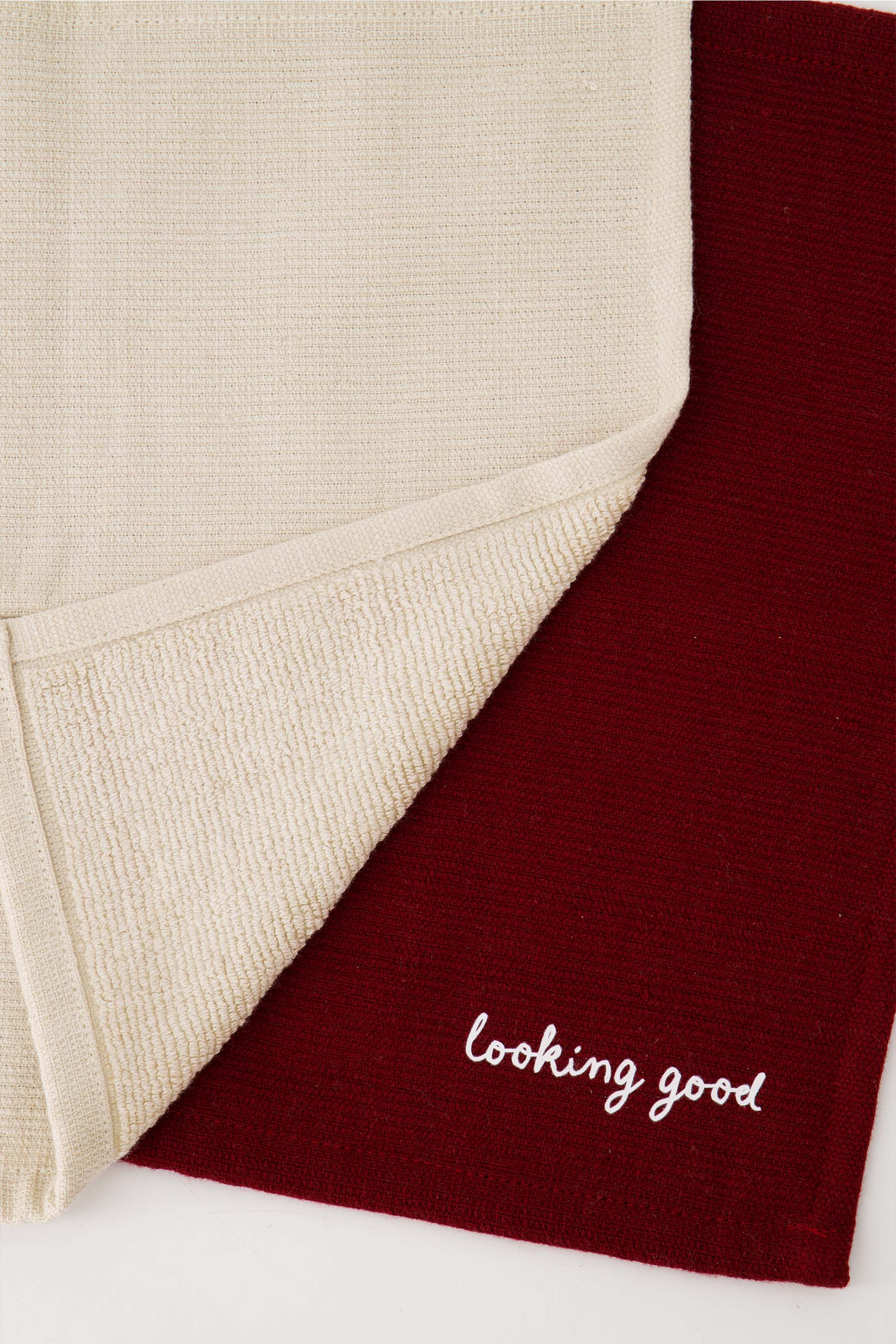 Set van 2 vaatdoekjes hartje - zand/port | Zusss