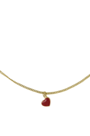 Rode hartjes ketting - goud/rood | Zusss