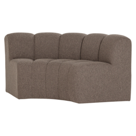 377902- BM | Mojo eetbank half ronde hoek met rugleuning - boucle bruin | WOOOD