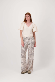  Wijde broek met stip print - off white/zwart | Zusss