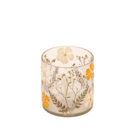 735967 | Ailla tealight with dried flowers S - orange | PTMD