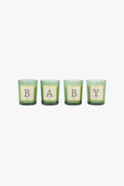 Set van 4 glaskaarsjes baby - wit | Zusss