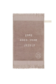 Gastendoekje zorg goed voor jezelf 30x55cm - off white/leem | Zusss 