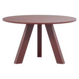 375419-BR | Rhonda eettafel ø129 cm - eiken bordeauxrood [fsc] | WOOOD