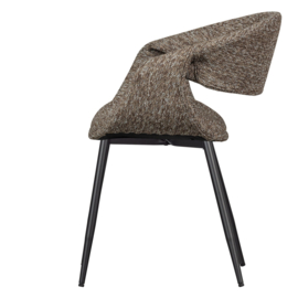 377505-BZ | Yossi eetkamerstoel - bruin met metalen poot zwart | WOOOD