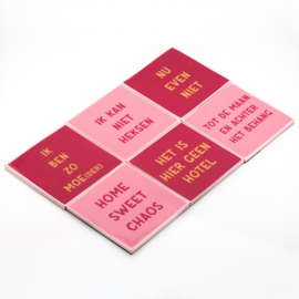  OZ3314 | Set van 6 onderzetters met rekje - moeder | HomeBound by KY