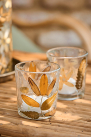 30970-00 | Tealight w/ leaves in glass | Ib Laursen - Binnenkort verwacht!