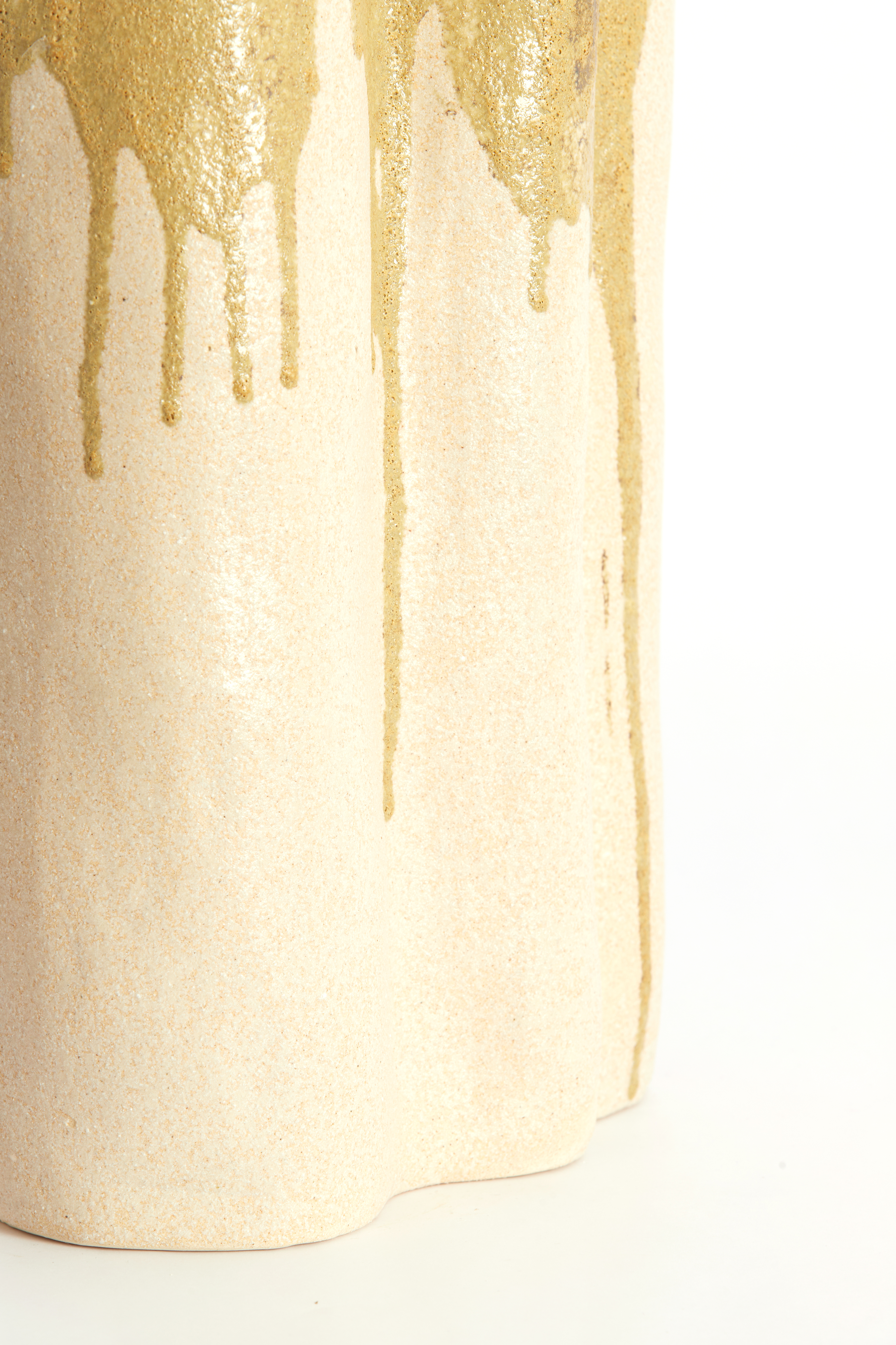 5755843 | Vaas deco 12x9,5x30 cm FLOVILLA - crème/olijf groen | Light & Living